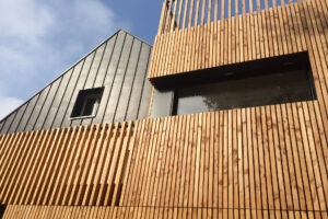 bardage bois clair voie habillage Zinc noir façade