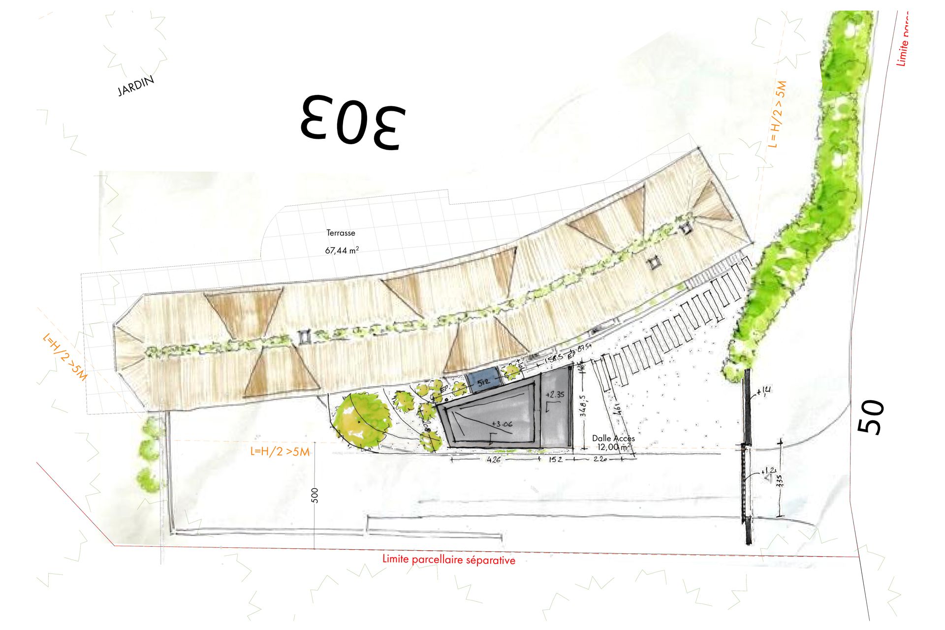 extension maison entrée bois longère Bihorel normandie rouen Aurélie Bardin Architecte