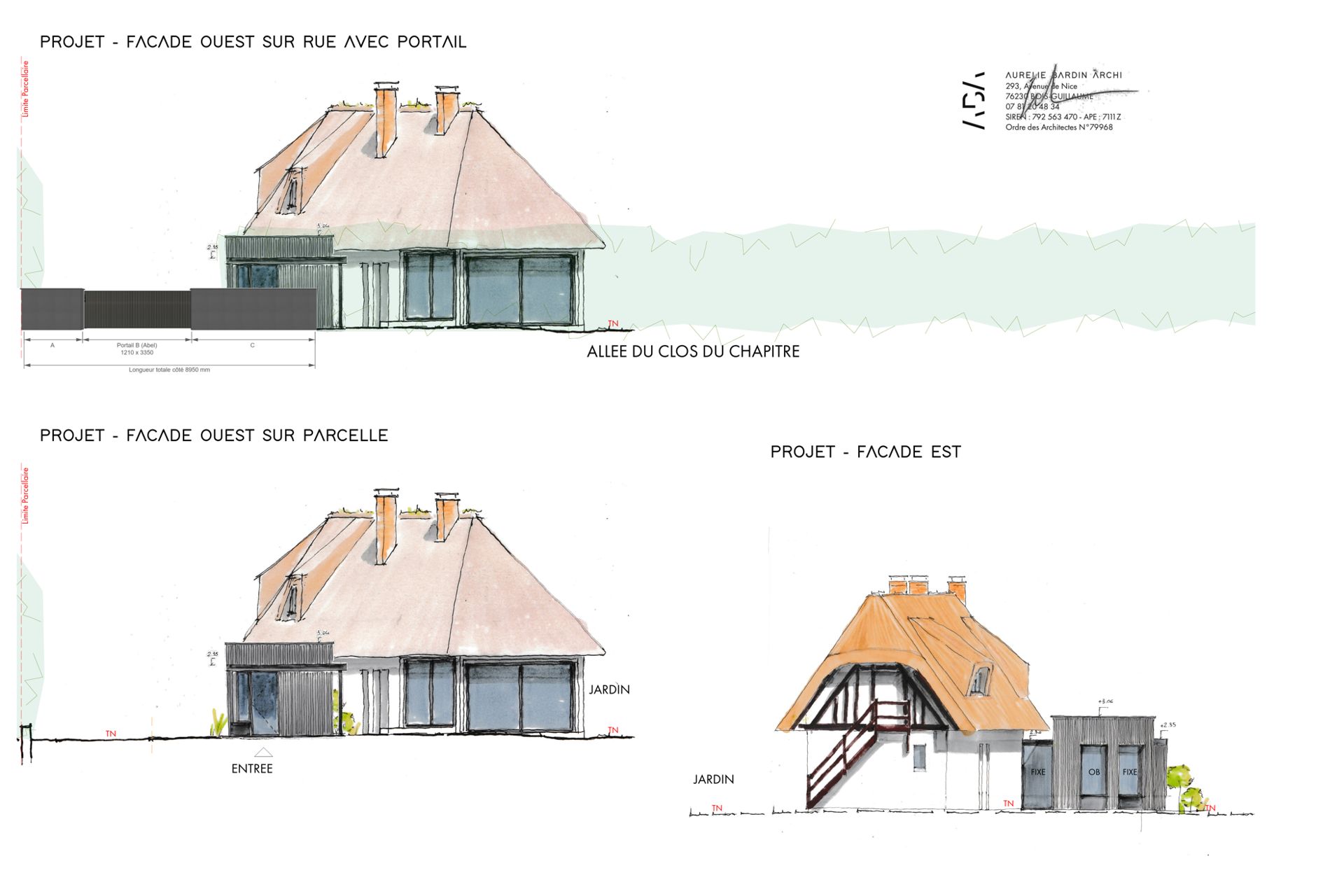 extension maison entrée bois longère Bihorel normandie rouen Aurélie Bardin Architecte