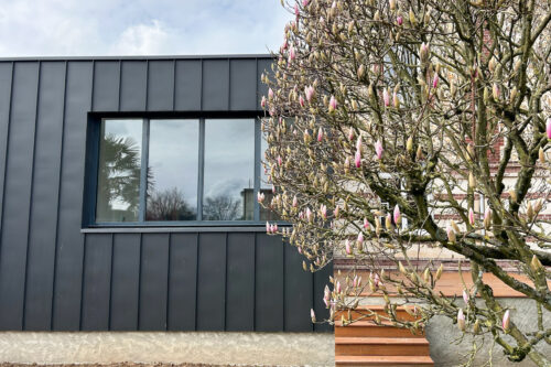 extension maison bois Zinc terrasse bois normandie Bois-Guillaume