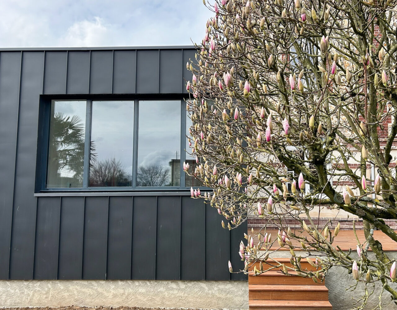 extension maison bois Zinc terrasse bois normandie Bois-Guillaume